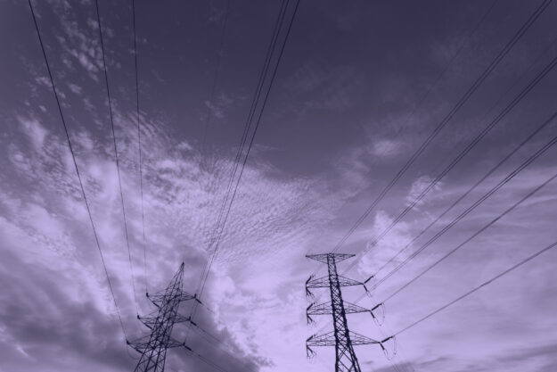 silhouette of high voltage electrical pole structure