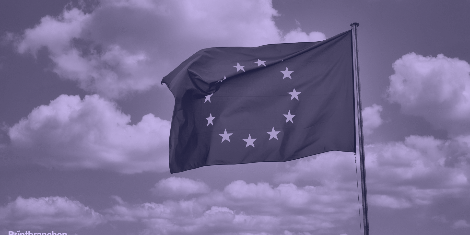 EU flag waving in front of clouds